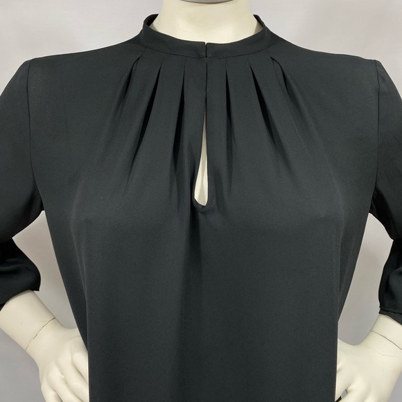 Black Ann Taylor Keyhole Layered Sleeve Blouse Size Small - Picture 6 of 10